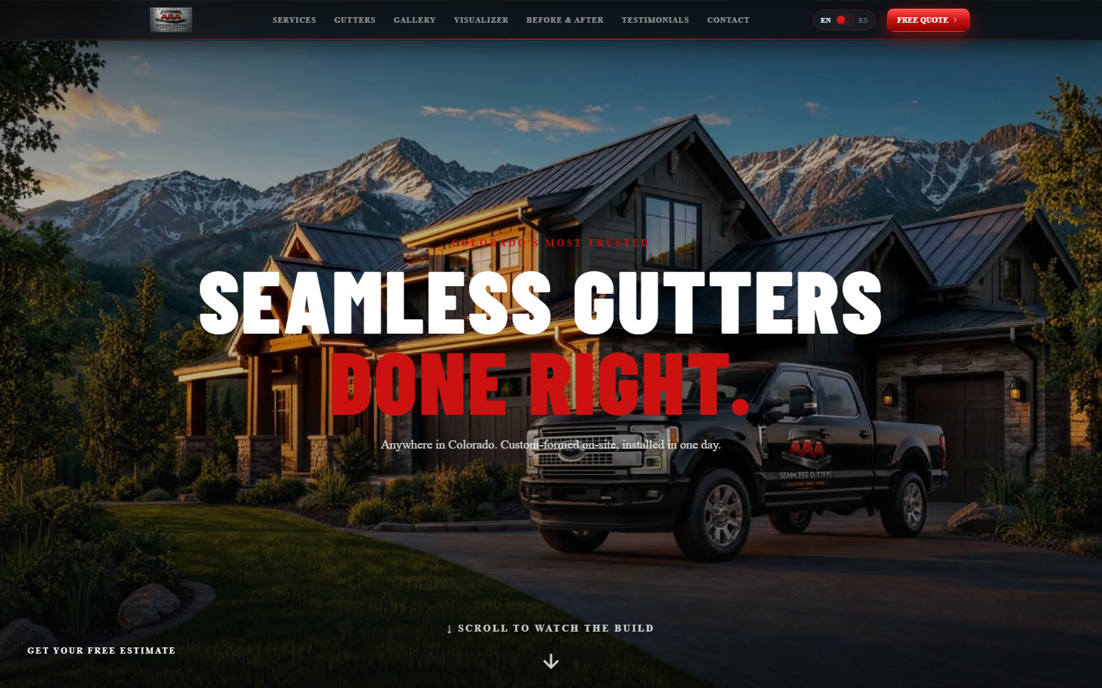 AAA Seamless Gutters technical website